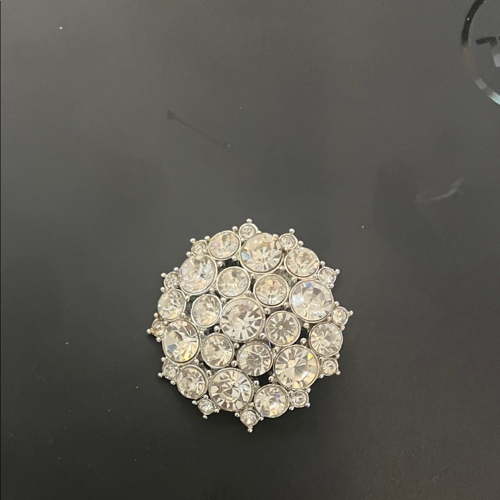 Elegant Silver Crystal Brooch